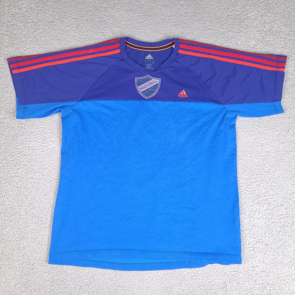 Adidas T-Shirt Mens Large Blue Soccer Futbol Pronto Cafe Uruguayan Grill